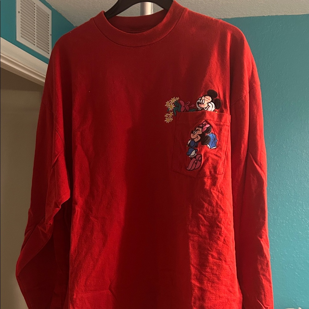 Women’s Disney Red Long Sleeve Tee with Mickey Design